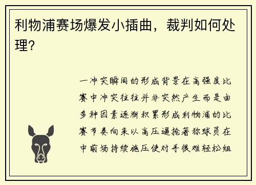 利物浦赛场爆发小插曲，裁判如何处理？